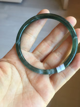 Load image into Gallery viewer, 58.5mm Certified Type A 100% Natural icy watery green/blue/black/gray slim round cut Guatemala Jadeite bangle PC91-3364
