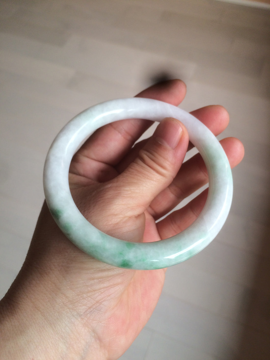 58mm certified 100% natural sunny green/white/brown round cut jadeite jade bangle AX102-5430