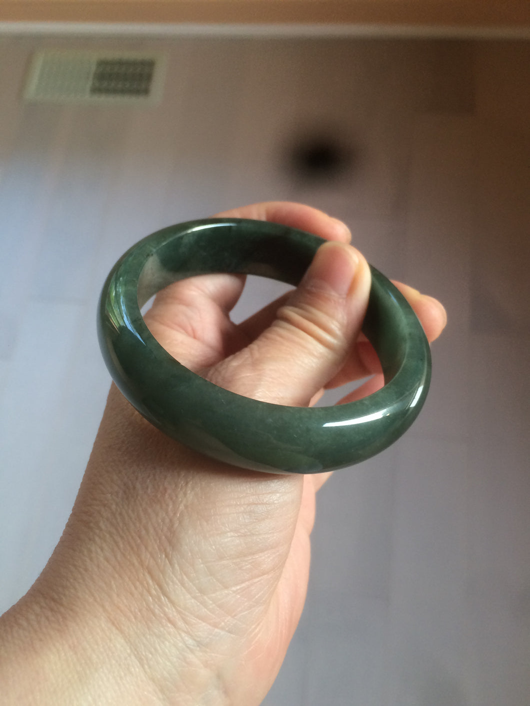 57.7mm certificated type A 100% Natural dark green/Jadeite Jade bangle S61-1098