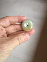 Load image into Gallery viewer, 23.8mm Type A 100% Natural light green yellow Jadeite Jade Safety Guardian Button donuts Pendant PC114
