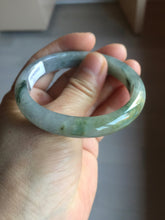 Load image into Gallery viewer, 51mm certified Type A 100% Natural icy watery dark green black(WuJi) oval Jadeite Jade bangle BM110-2672
