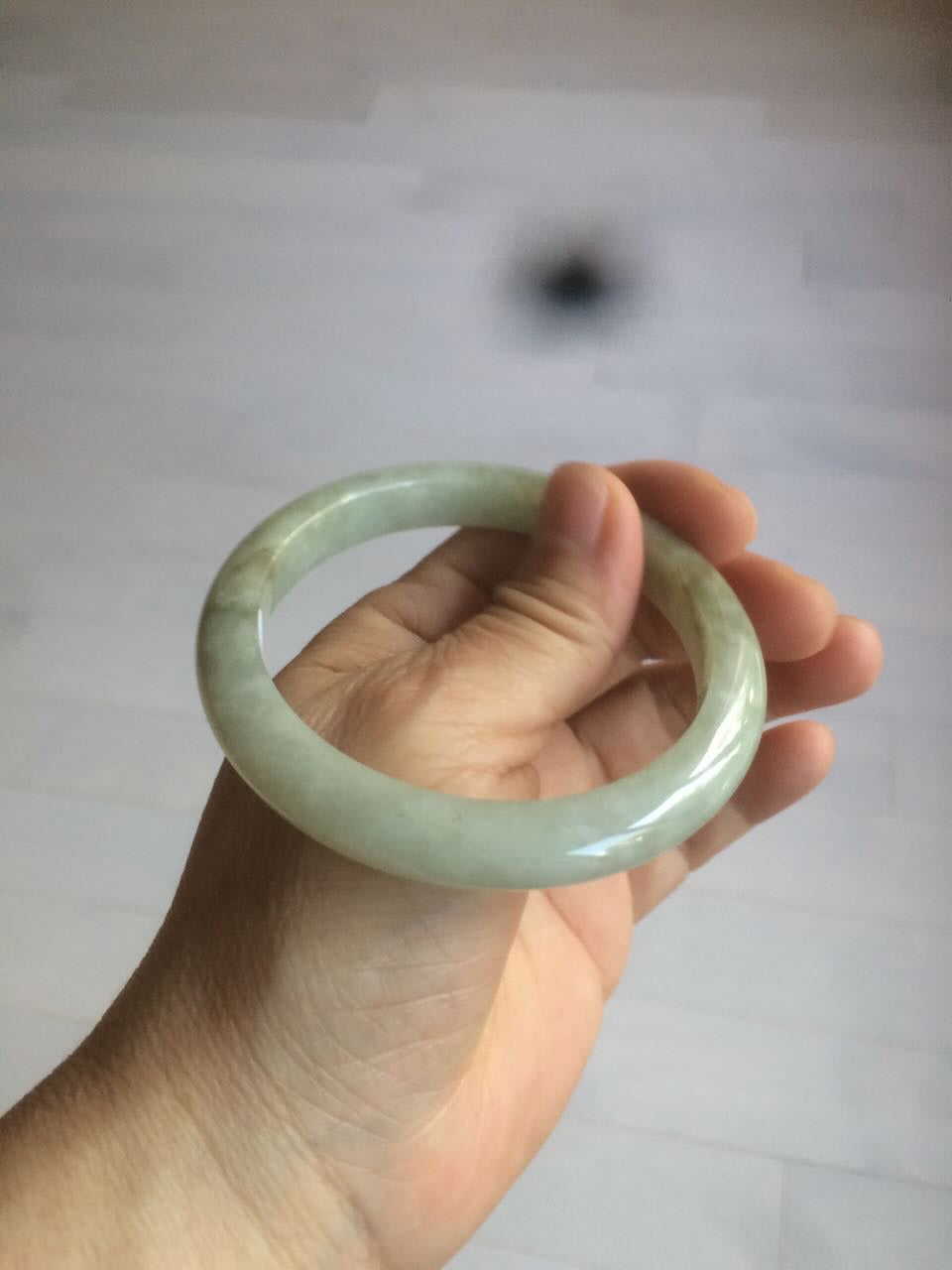 57.4mm Certified 100% natural Type A light green/yellow/brown jadeite jade bangle m99-6168