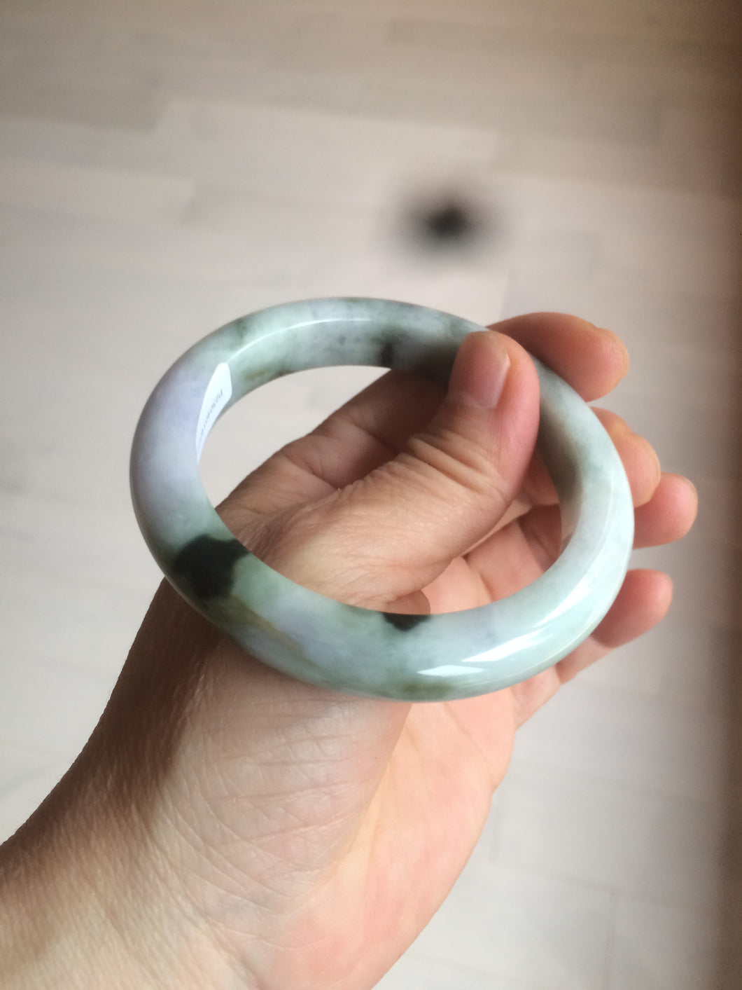 55.3mm certified Type A 100% Natural dark green/purple/yellow Jadeite Jade bangle AZ41-4099