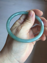 Load image into Gallery viewer, 60mm Certified Type A 100% Natural light green/blue/gray Guatemala slim round cut Jadeite bangle PD73-8152
