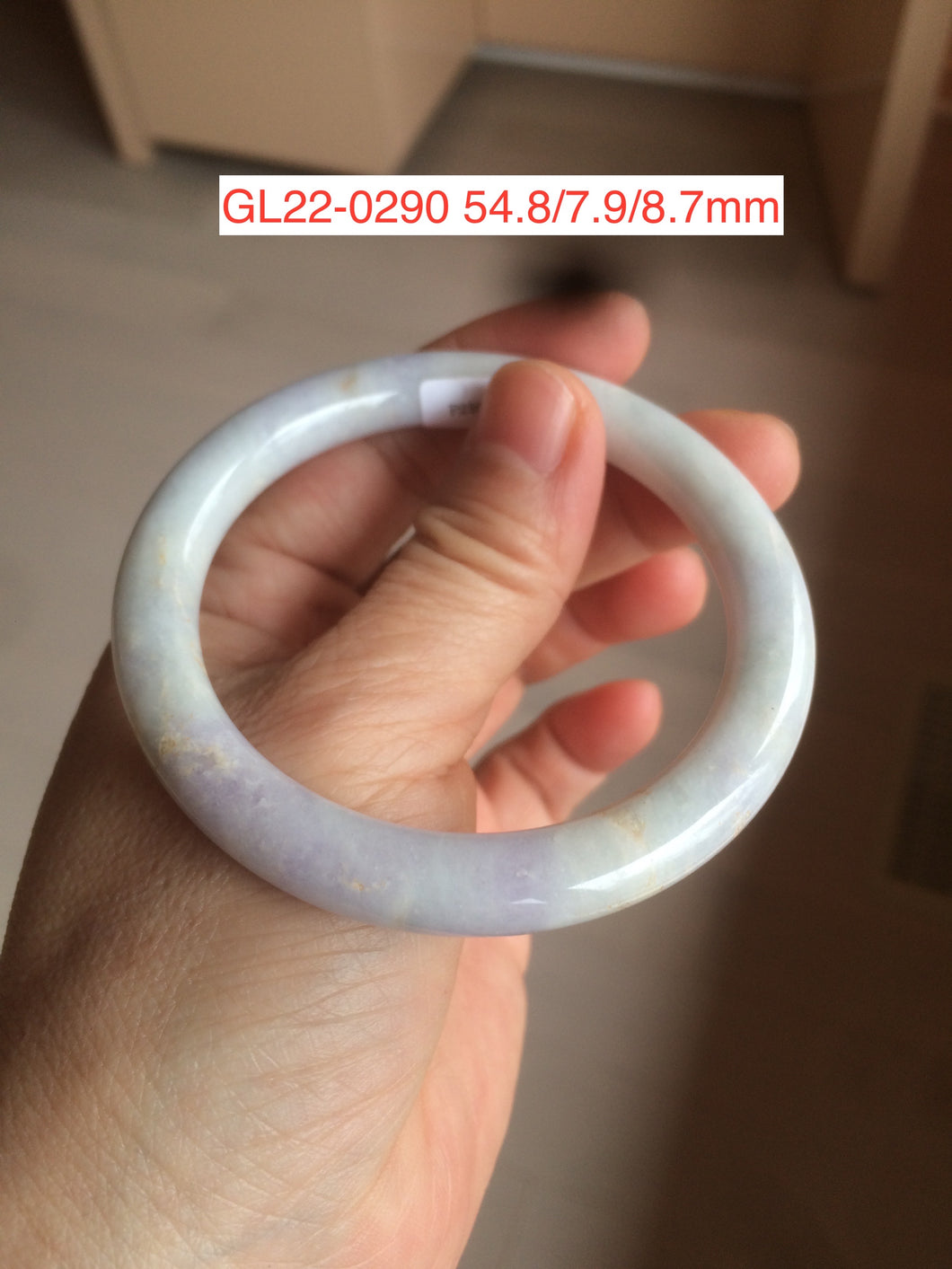 52-54mm certified 100% natural Type A light green/white/purple round cut jadeite jade bangle group GL22