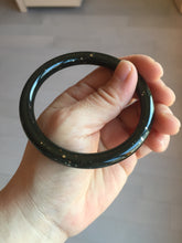 Load image into Gallery viewer, 59mm 100% Natural dark green/black meteorite Stellar Night sky round cut nephrite bangle HF91-8252
