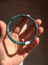 Load image into Gallery viewer, 60mm Certified Type A 100% Natural light green/blue/gray Guatemala slim round cut Jadeite bangle BP207-1015
