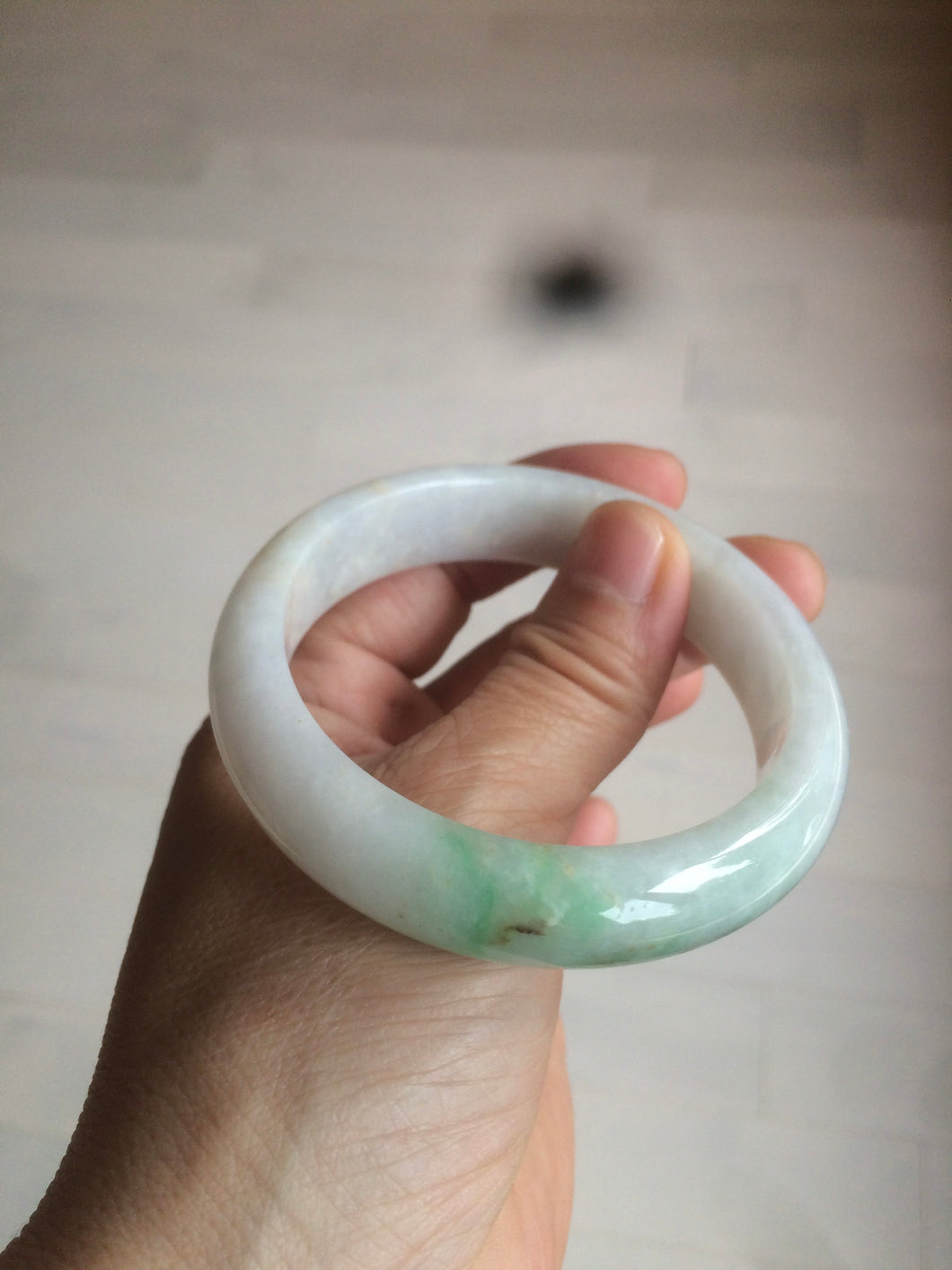 55mm certified Type A 100% Natural sunny green/white/brown/yellow Jadeite Jade bangle AC71-1463