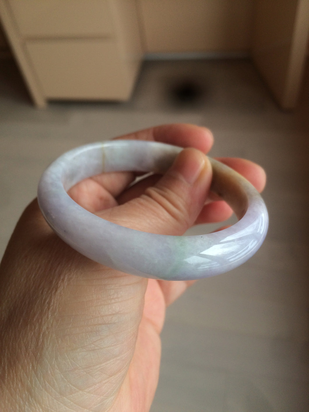52.5mm certified type A 100% Natural light green/yellow/purple oval jadeite jade bangle AF81-2520