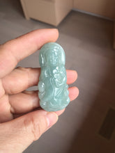 Load image into Gallery viewer, 100% natural white grade A light green white jadeite jade Guanyin pendants AU20-1
