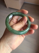 Load image into Gallery viewer, 55.5mm Certified Type A 100% Natural oily dark green(老油青)/gray Jadeite bangle BG227-3215
