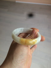 Load image into Gallery viewer, 50mm Certified Type A 100% Natural yellow/white oval shape Jadeite Jade bangle AY16-0762
