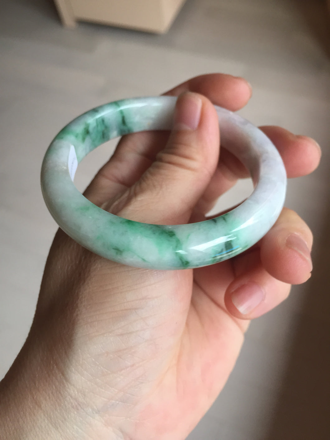 53.7mm Certified 100% natural Type A sunny green purple jadeite jade bangle BQ34-4135