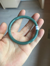 Load image into Gallery viewer, 57mm Certified Type A 100% Natural dark green/blue/gray Guatemala slim round cut Jadeite bangle PA84-1030
