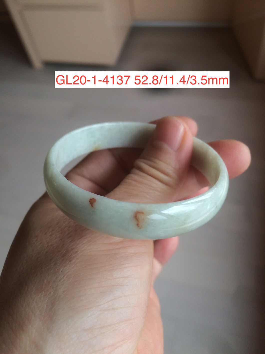 52.8mm certified 100% natural Type A light green red yellow gray thin jadeite jade bangle group GL20