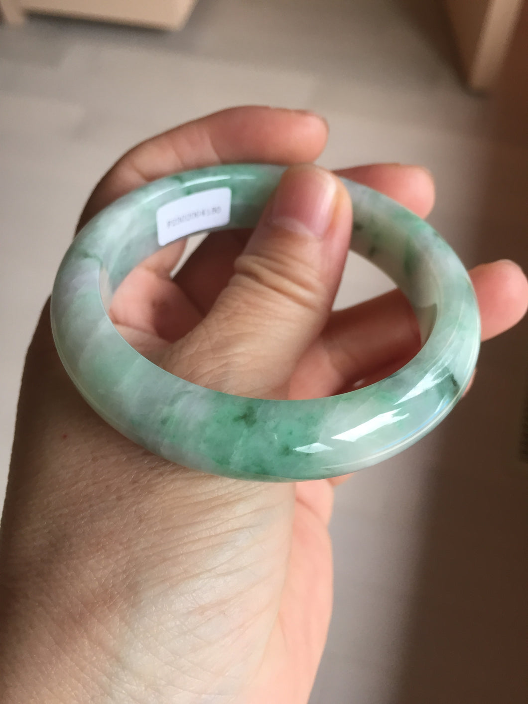 53.7mm Certified 100% natural Type A sunny green purple jadeite jade bangle BQ33-4150