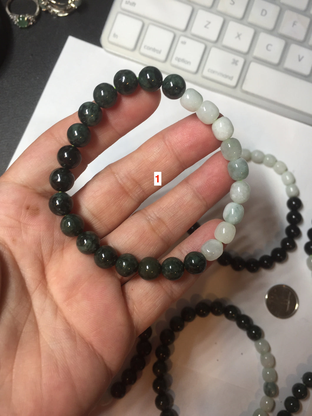 7.6-8mm 100% natural white/black/blue/green/brown(Wuji, Mocui) jadeite jade beads bracelet BP148