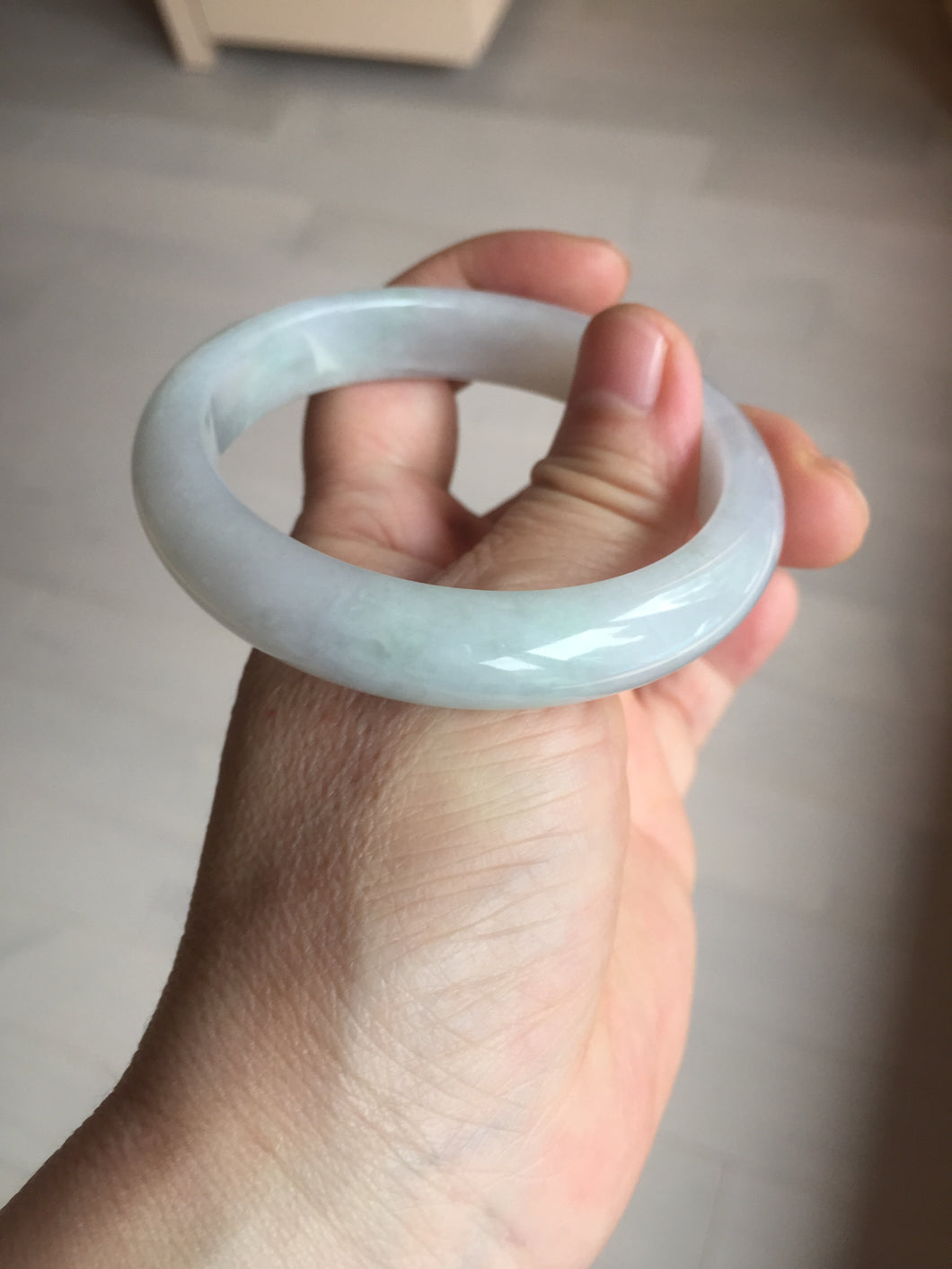 55.6mm Certified type A 100% Natural light green/purple/white Jadeite bangle BK126-0252