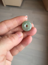 Load image into Gallery viewer, 16-20mm Type A 100% Natural icy watery light green white gray Jadeite Jade Safety Guardian Button donuts Pendant group AU81
