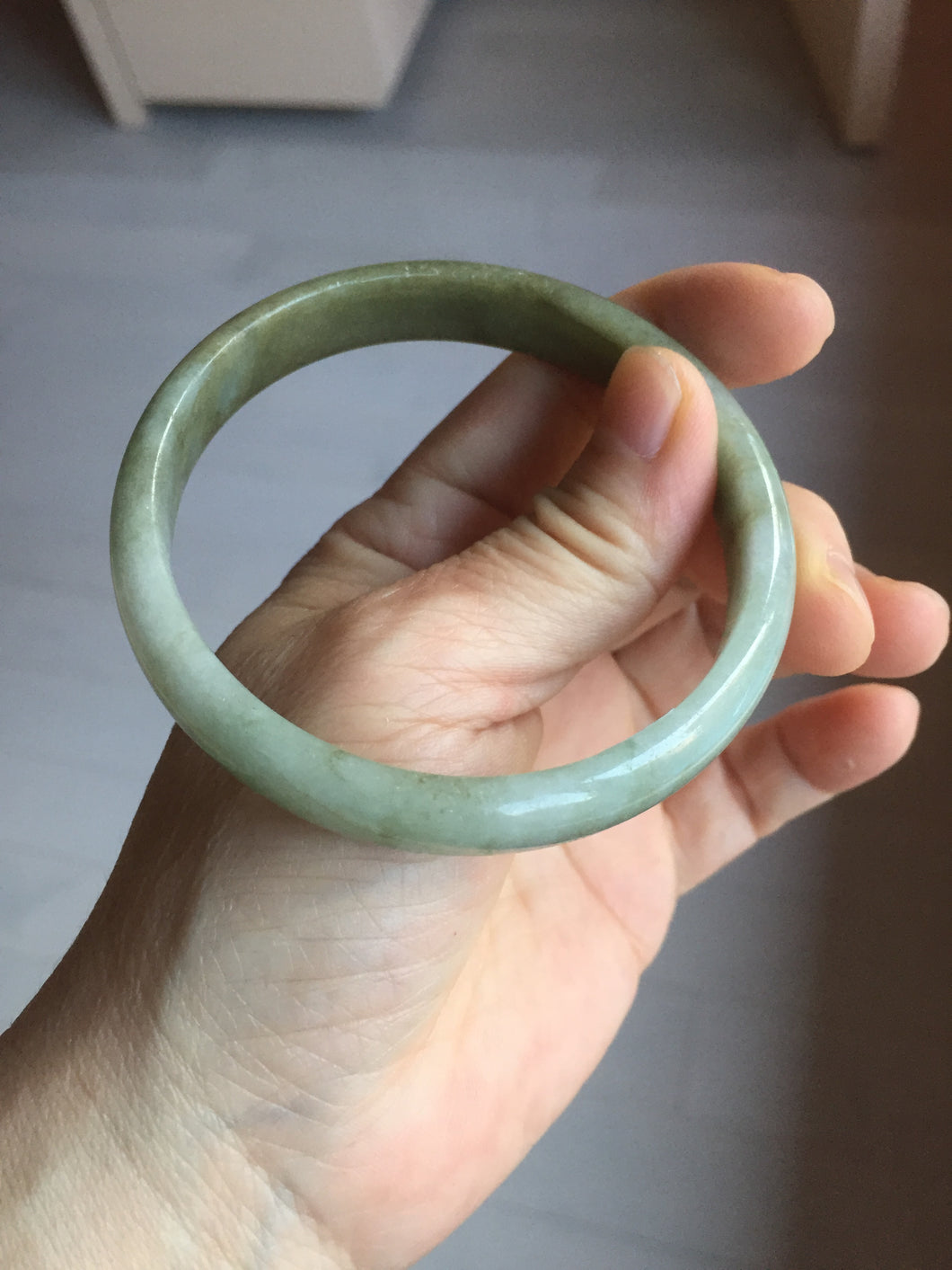 60.2mm Certified Type A 100% Natural dark green gray black jadeite Jade bangle PD173-6298