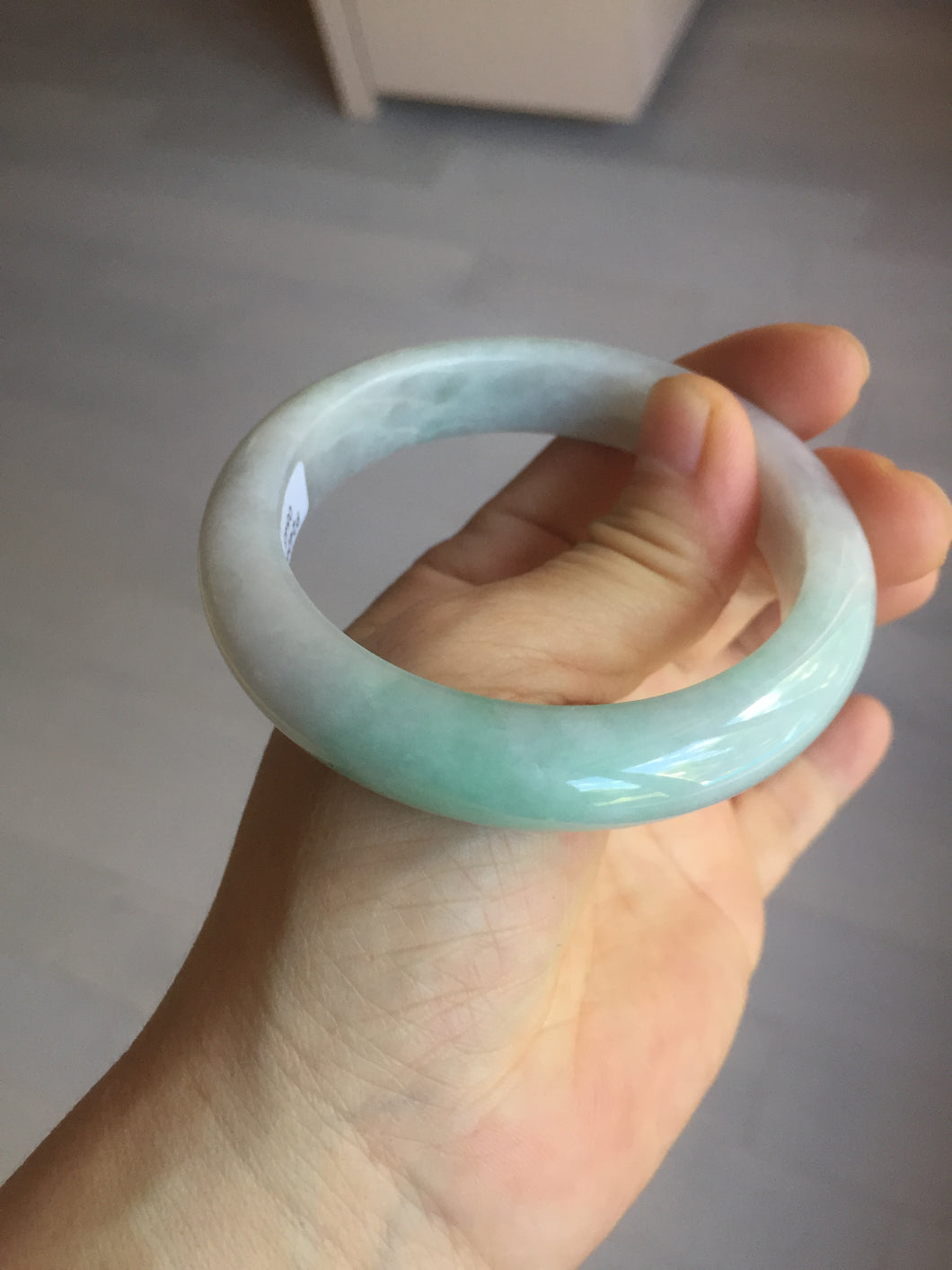 56.5mm certified 100% natural type A white/light green white purple jadeite jade bangle AH100-0545