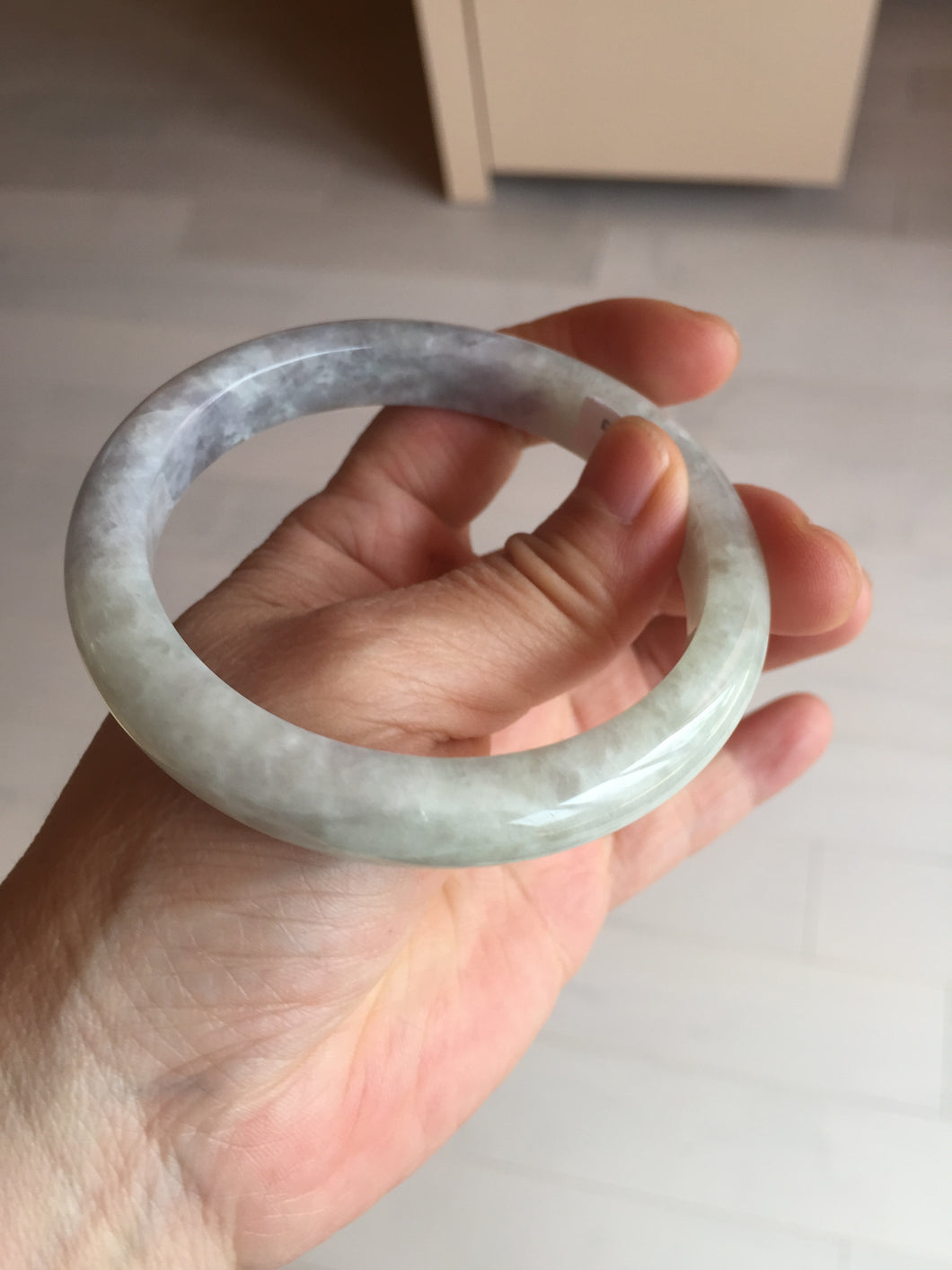 61.5mm Certified Type A 100% Natural white/light purple/green Jadeite Jade bangle BF120-1933