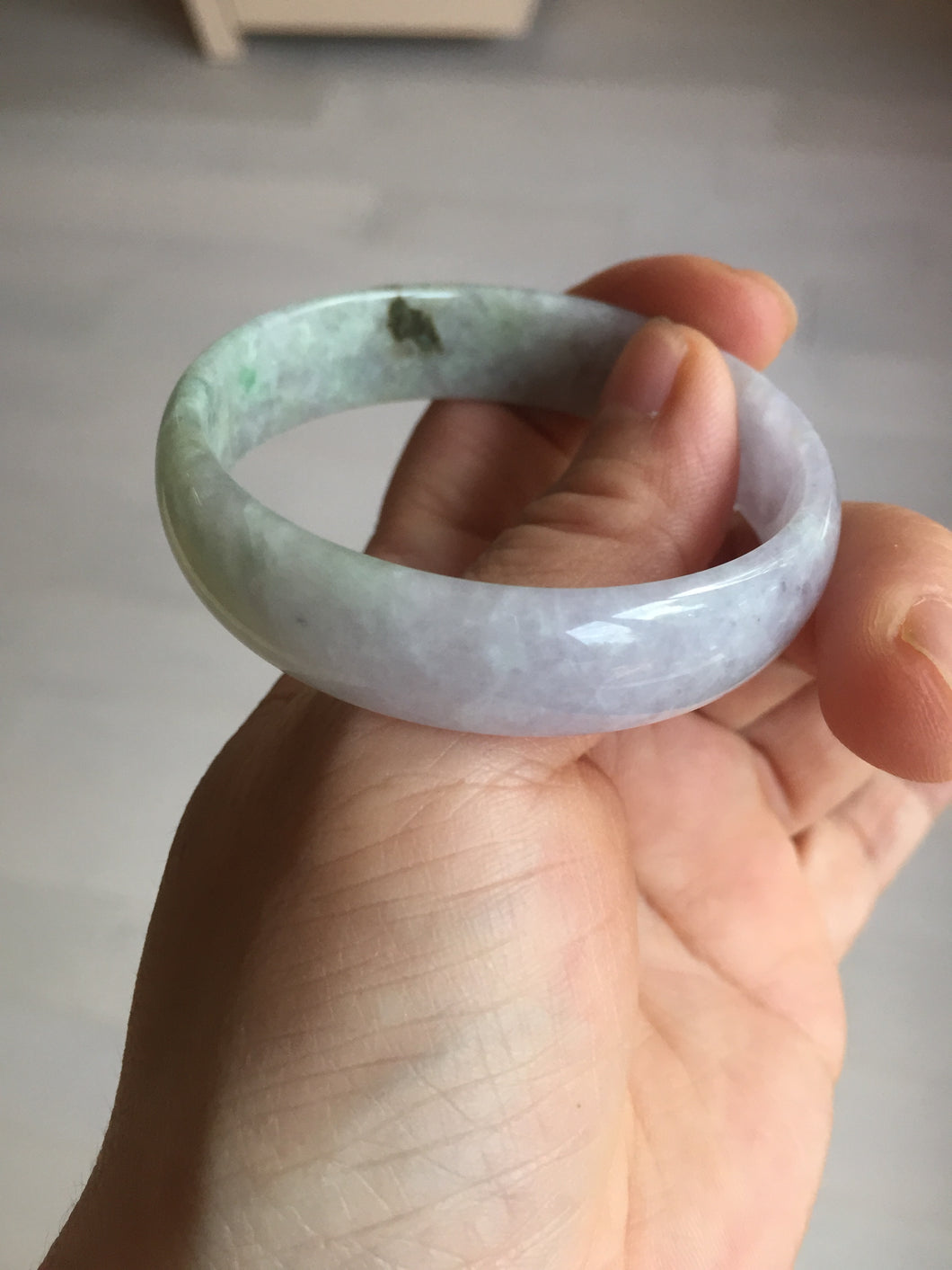 50.5mm 100% natural Type A sunny green/purple jadeite jade bangle BP14