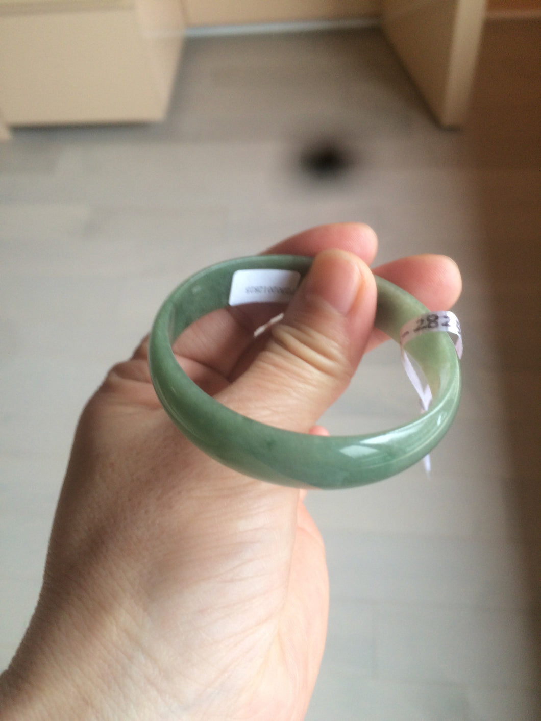 51.6mm certified Type A 100% Natural oily dark green  thin style Jadeite jade bangle AM73-2825