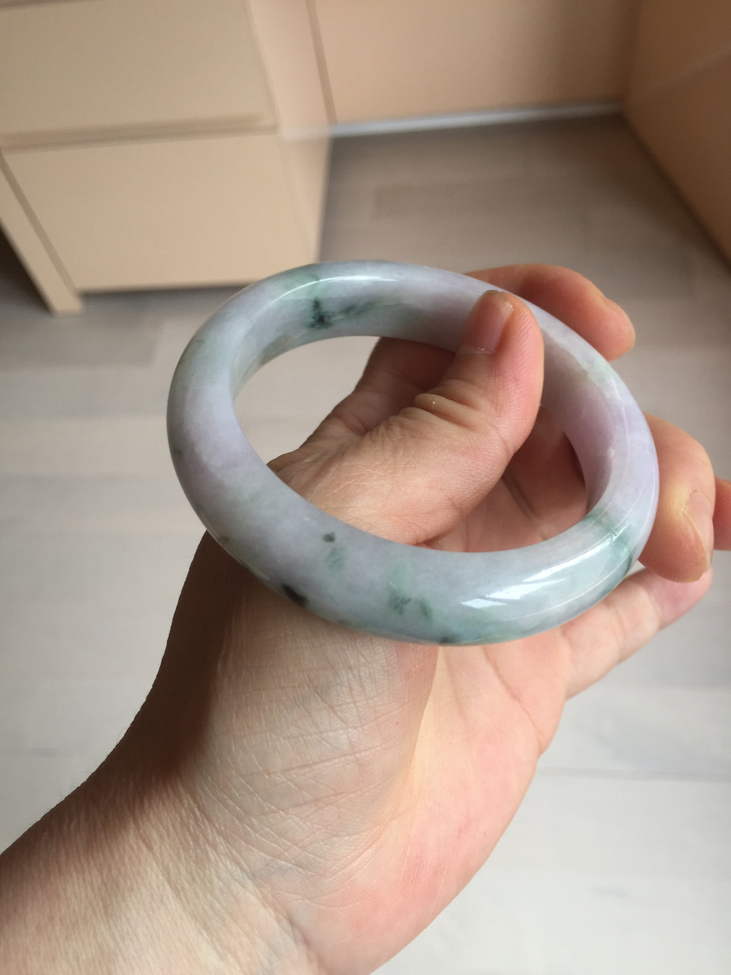 55.6mm Certified type A 100% Natural sunny green/purple/yellow(Fu LU SHOU) Jadeite bangle BN41-5127