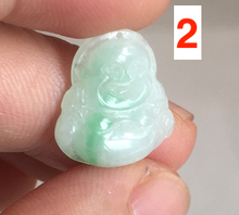 Load image into Gallery viewer, 100% Natural type A green/white small happy buddha jadeite Jade pendant necklace group BP111
