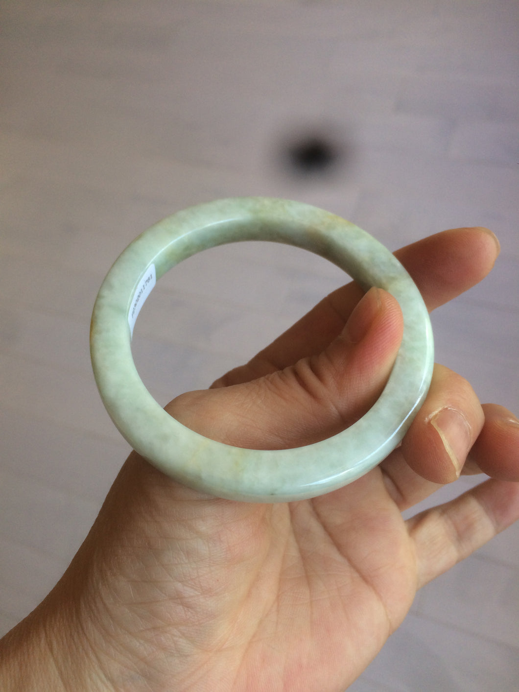 53.5mm certified Type A 100% Natural light green/brown square Jadeite Jade bangle R104-1761