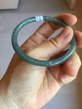 Load image into Gallery viewer, 57mm Certified Type A 100% Natural icy watery deep sea dark green/blue/gray/black Guatemala slim round cut Jadeite bangle PC80-7042
