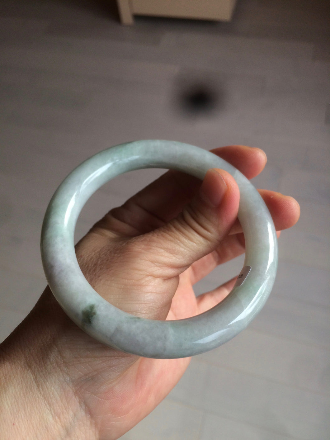 60mm Certified Type A 100% Natural sunny green/white/purple chubby round cut Jadeite Jade bangle BF3-0028