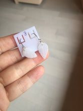 Load image into Gallery viewer, 100% natural type A white purple jadeite jade leaf earring PC25-3
