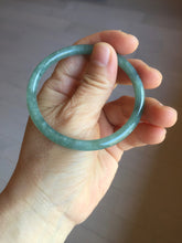 Load image into Gallery viewer, 55.5mm Certified Type A 100% Natural icy watery deep sea dark green/blue/gray/black Guatemala slim round cut Jadeite bangle PB144-8149
