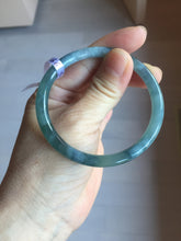 Load image into Gallery viewer, 54.5mm Certified Type A 100% Natural dark green/blue/gray with flying snow Guatemala slim round cut Jadeite bangle PD23-7366
