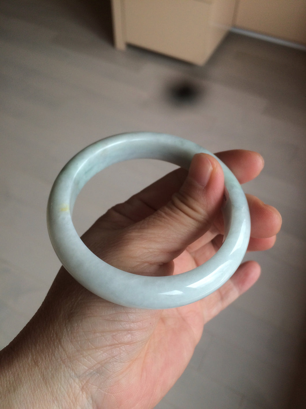 58.4mm certificated Type A 100% Natural light green white Jadeite Jade bangle AF90-2939