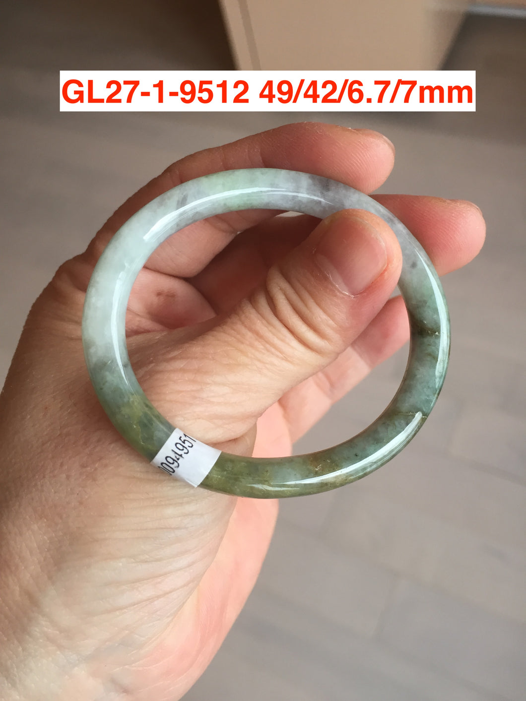 44-49.2 mm Type A 100% Natural light green/yellow/gray oval Jadeite Jade bangle group  for kids/small adult hand GL27 Add-on item.