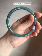 Load image into Gallery viewer, 62.5mm Certified Type A 100% Natural deep sea green/blue/gray/black slim round cut Guatemala Jadeite bangle BL18-5830
