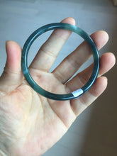 Load image into Gallery viewer, 58.4mm Certified Type A 100% Natural dark green/blue/gray with flying snow Guatemala slim round cut Jadeite bangle PD50-5519
