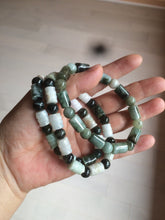 Load image into Gallery viewer, Size 58-64mm 100% natural type A dark green/yellow/brown jadeite jade beads bracelet S69
