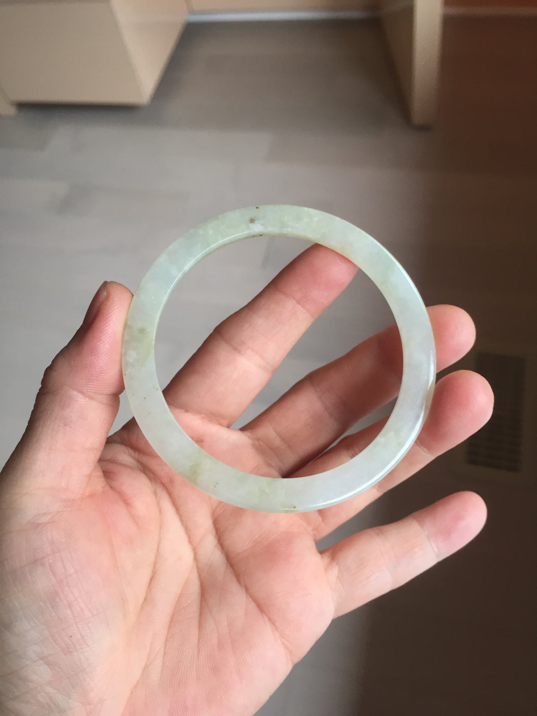 58mm certified 100% natural type A icy watery light green yellow brown flat jadeite jade bangle PA125-6635