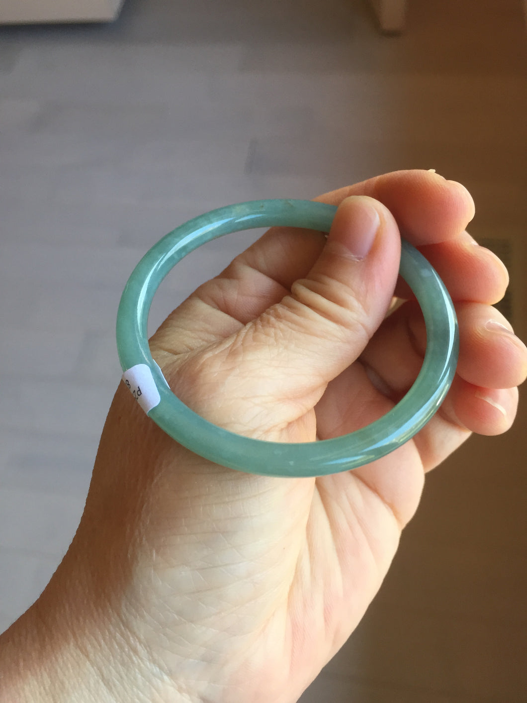 53mm Certified Type A 100% Natural icy watery deep sea dark green/blue/gray/black Guatemala slim round cut Jadeite bangle PB146-8141