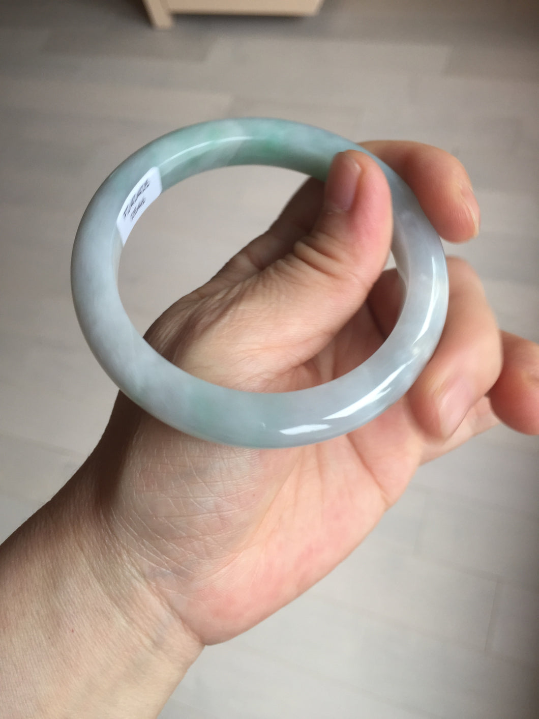 56.5mm certified 100% natural type A white/light green white purple jadeite jade bangle AH107-0546