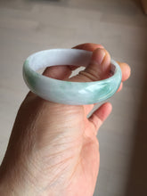 Load image into Gallery viewer, 53mm certified Type A 100% Natural sunny green light purple thin Jadeite Jade bangle AY95-1342
