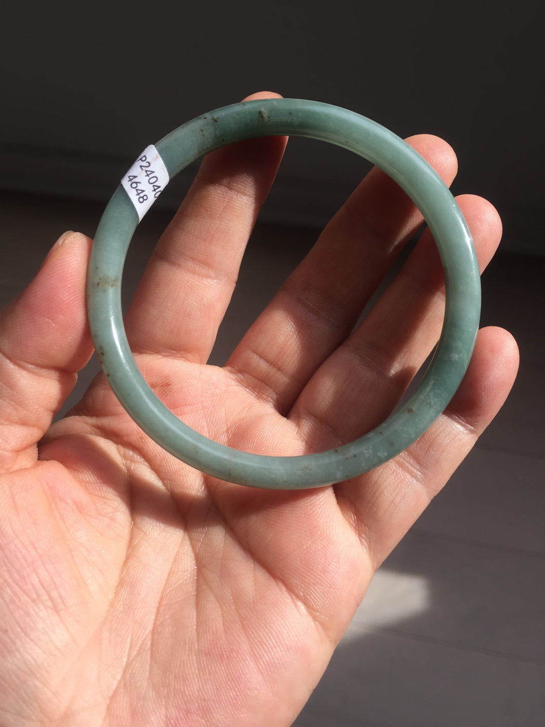 61mm Certified Type A 100% Natural light green/blue/brown slim round cut Guatemala Jadeite bangle BS58-4648