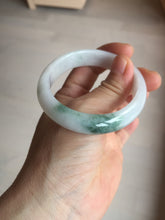 Load image into Gallery viewer, 52mm certified type A 100% Natural green/white oval jadeite jade bangle BK125-0256
