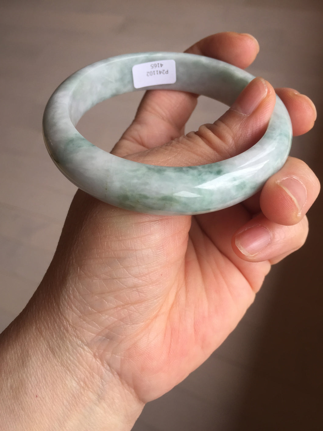 59mm Certified Type A 100% Natural dark green/white/black Jadeite Jade bangle PA37-4165