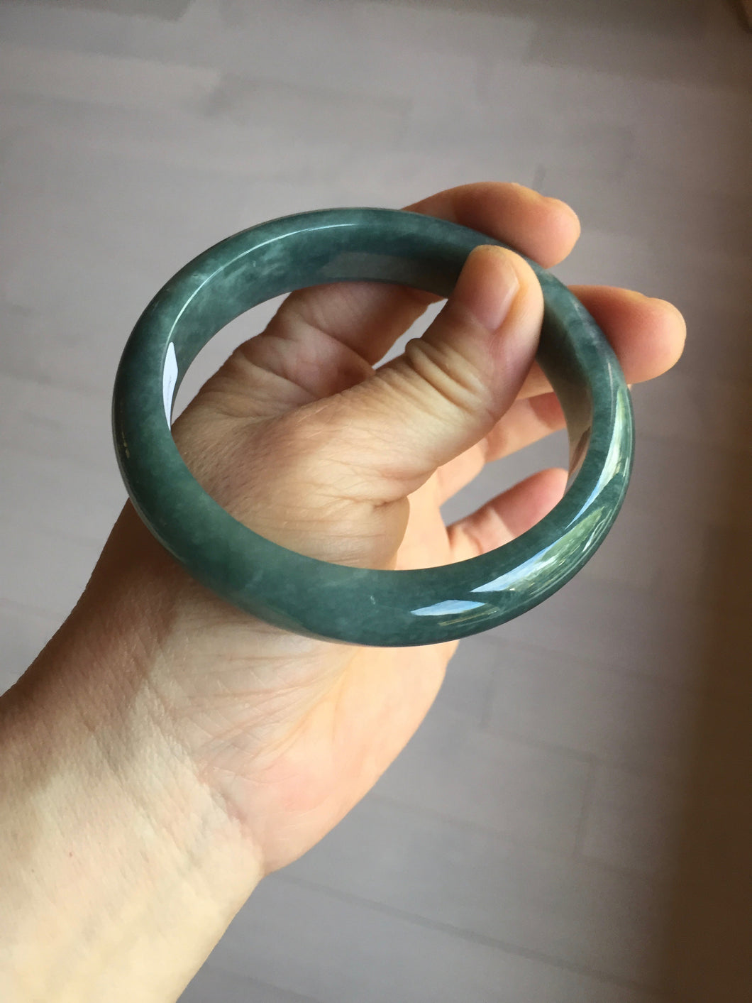 62mm Certified Type A 100% Natural dark green/blue/gray/black Guatemala Jadeite jade bangle AY90-5766