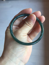 Load image into Gallery viewer, 56.2mm Certified Type A 100% Natural icy watery dark green/blue/gray Guatemala slim round cut Jadeite bangle PD54-5521
